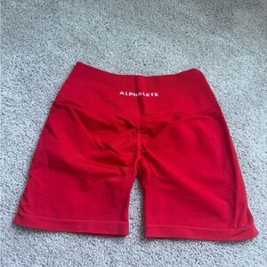 Alphalete Bold Red Scrunch-Back High-Waist Bike Shorts